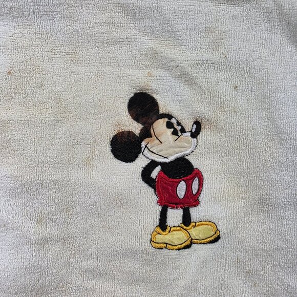 Vintage Walt Disney Mickey Mouse Retro White Cotton Hand Towel Embroidered - Picture 3 of 10